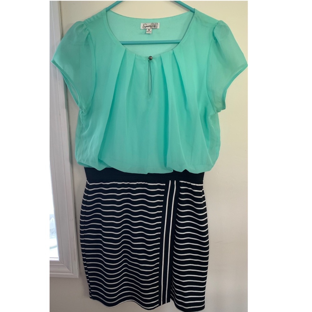 Sea foam - black and white striped dress